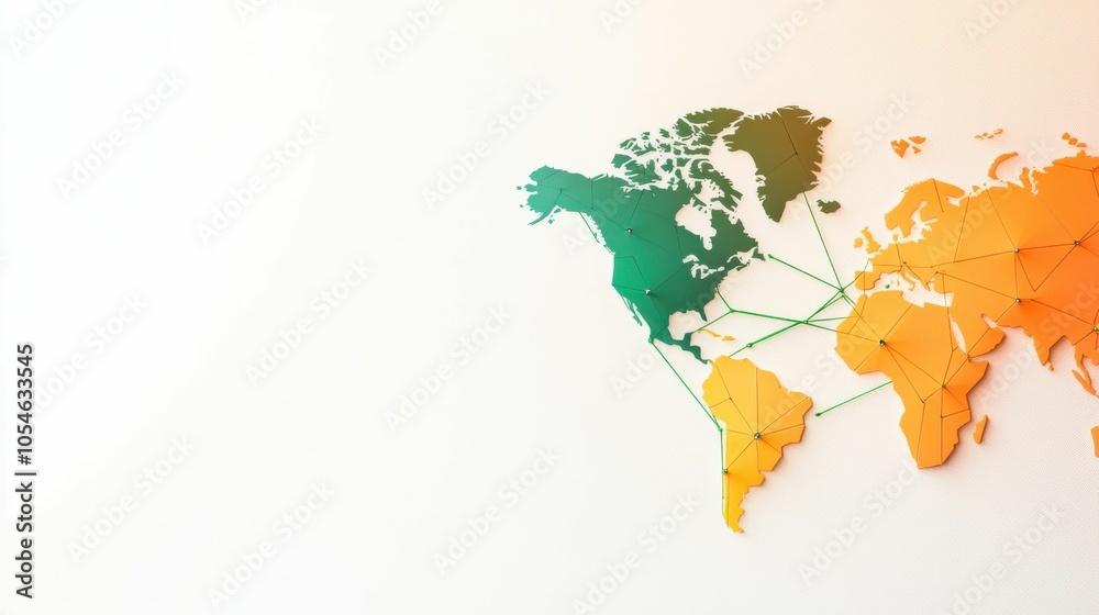 Obraz premium A colorful map of the world with the United States, Europe. Idea of climate change progress