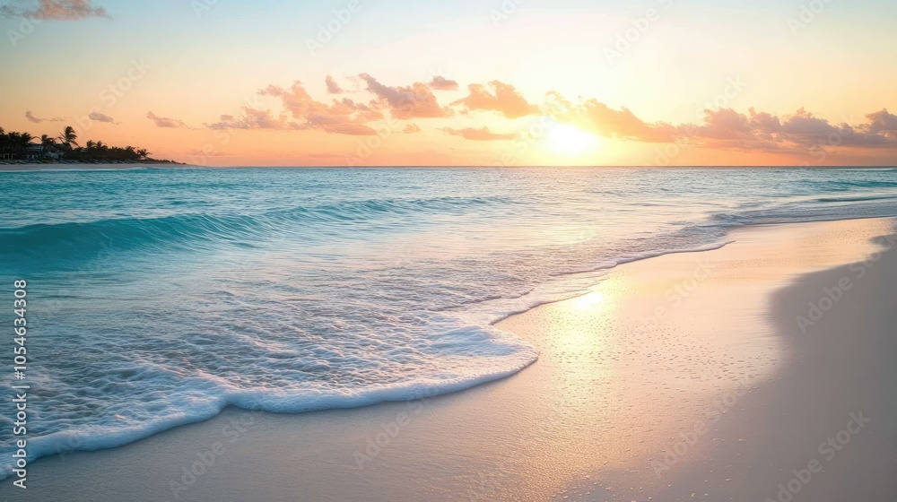 Serene Sunset Over Calm Ocean Wave Serene Sunset Over Calm Ocean Wave