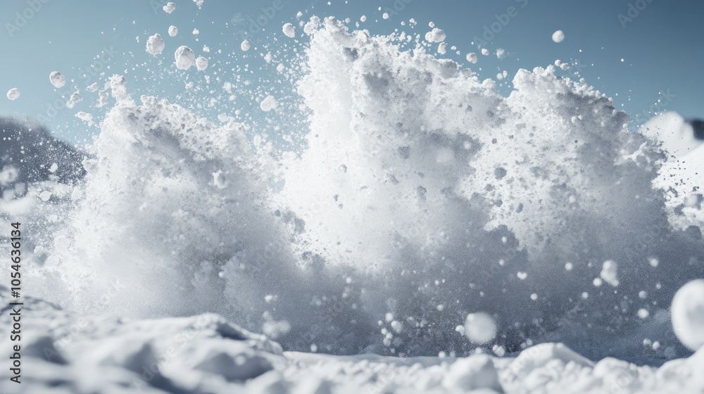 Powerful Ocean Waves Crash Against Shoreline