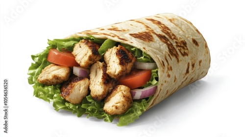 Fresh Chicken Wrap with Vegetables and Greens