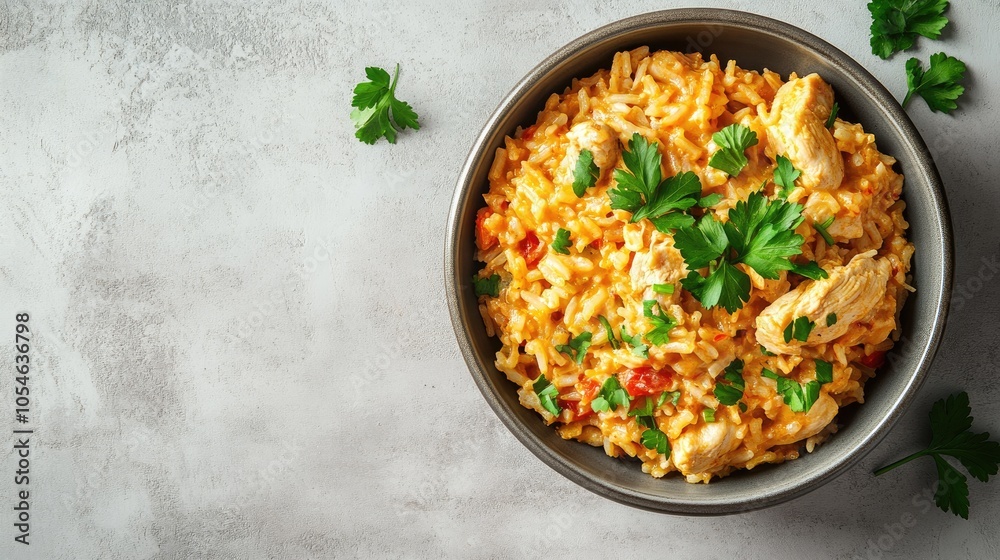 Delicious Chicken Rice Dish with Fresh Herbs Delicious Chicken Rice Dish with Fresh Herbs