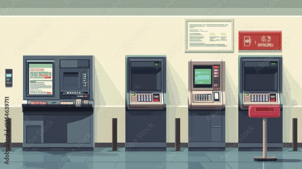 Modern Bank ATM Machines in a Clean Environment Modern Bank ATM Machines in a Clean Environment