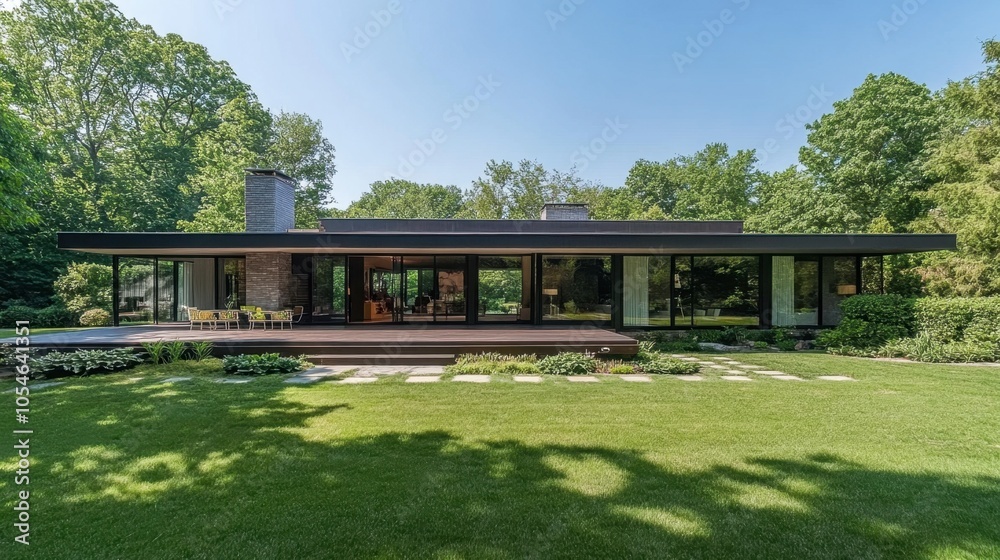 Modern House Surrounded by Lush Greenery Modern House Surrounded by Lush Greenery