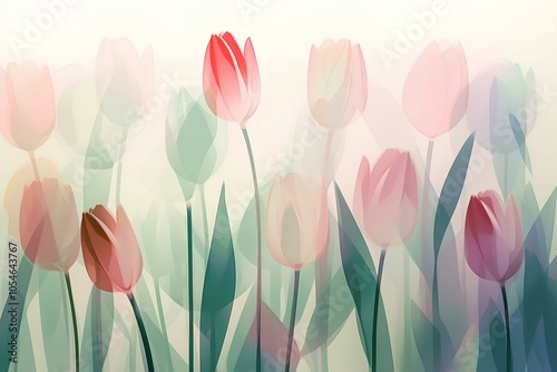 tulips on a green background