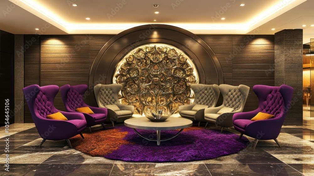 Modern Lounge with Unique Seating Arrangement Modern Lounge with Unique Seating Arrangement