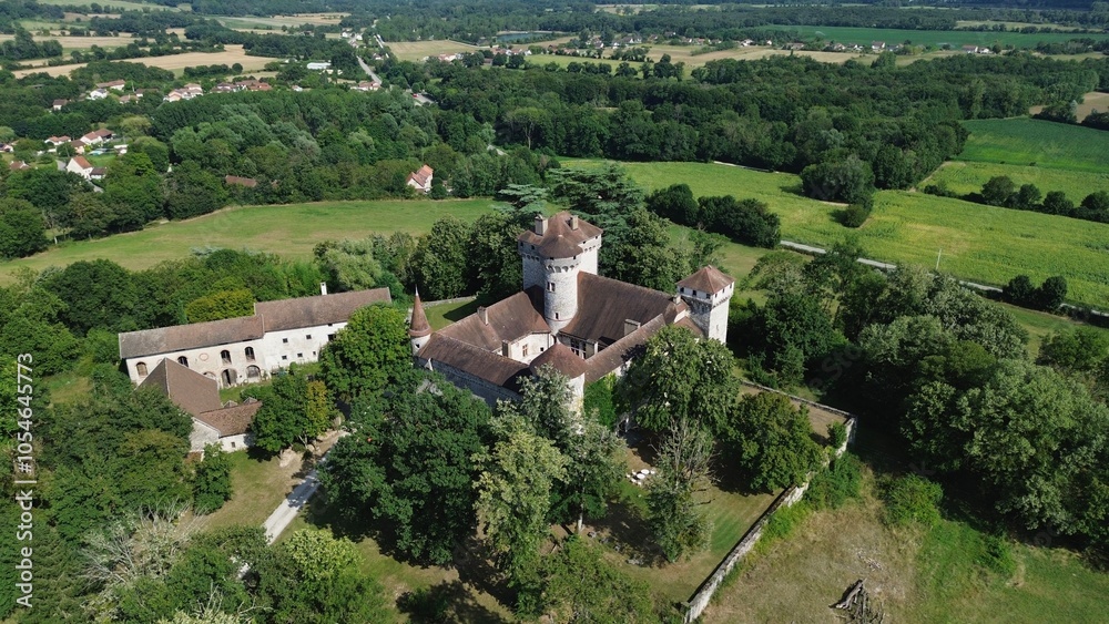 Fototapeta premium drone photo Poype de Serrières castle france europe