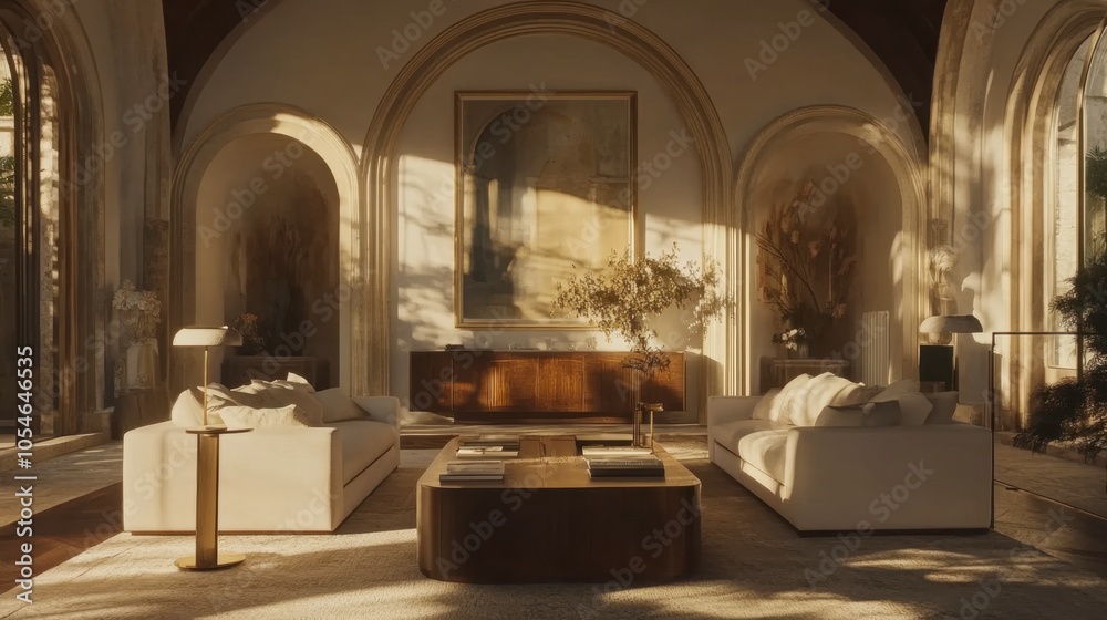 Elegant Living Room with Natural Light and Art