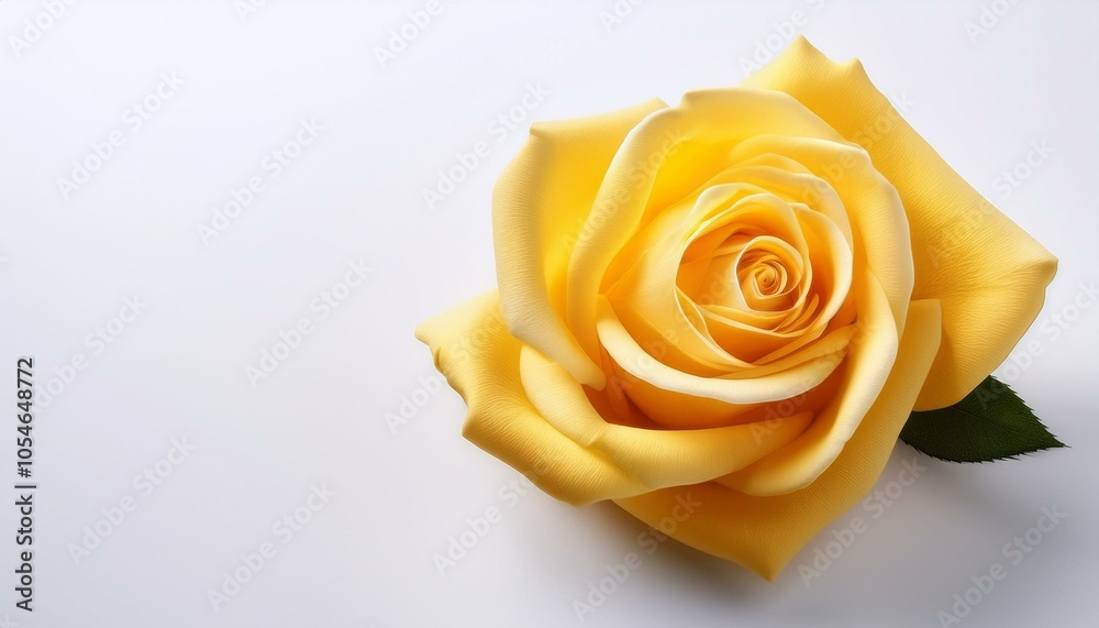 Single yellow rose on white