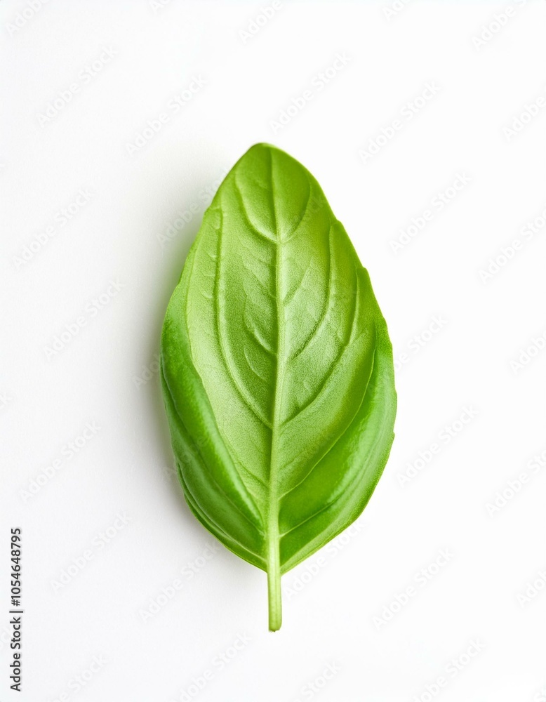Single basil leaf on white Single basil leaf on white