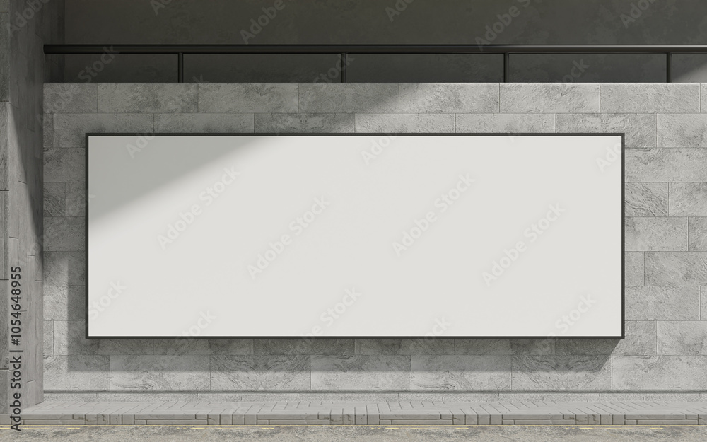 Blank billboard on wall. Outdoor street billboard for mockup Blank billboard on wall. Outdoor street billboard for mockup