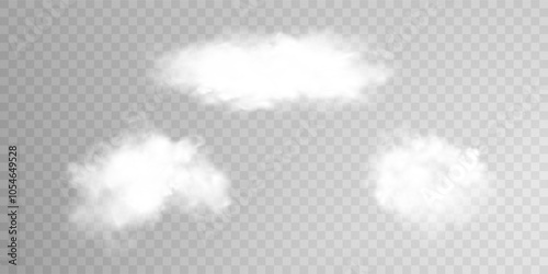 Fog or smoke isolated transparent special effect. White vector cloudiness, mist or smog background. Vector illustration	
