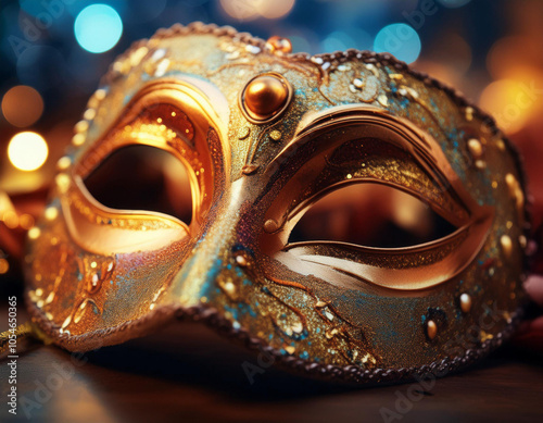 Close-Up of a Mask Representing Concealment and Identity photo