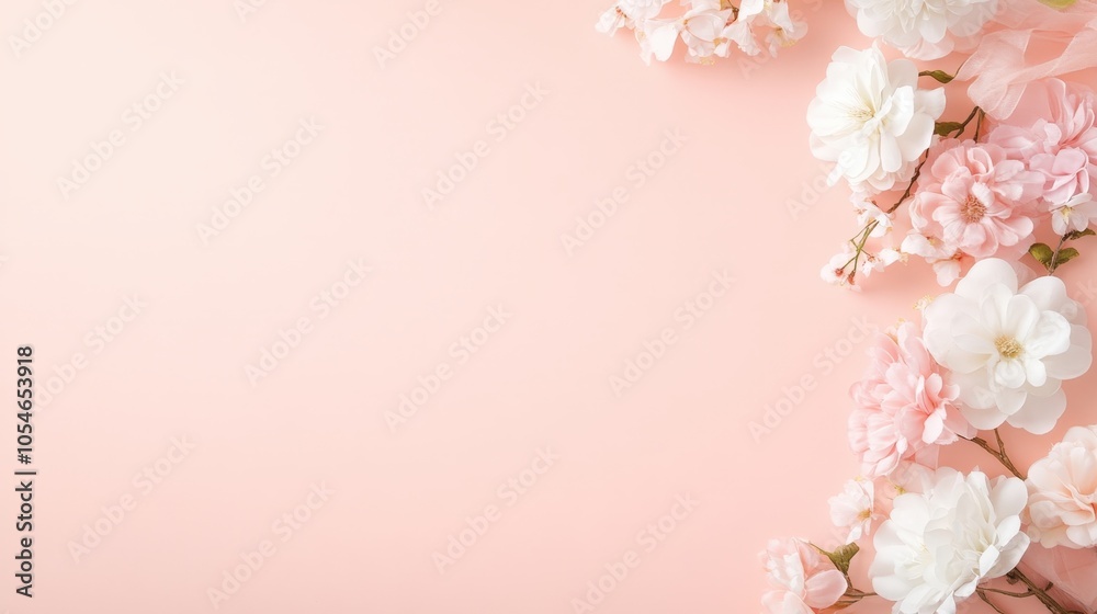 Soft pink floral background with white and pink blossoms Soft pink floral background with white and pink blossoms