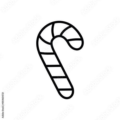 candy cane line icon, Christmas symbol, editable stroke vector design element