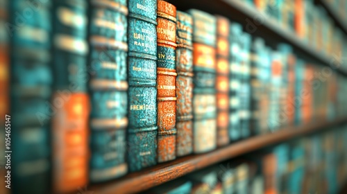 A bookshelf filled with old, leather-bound books.