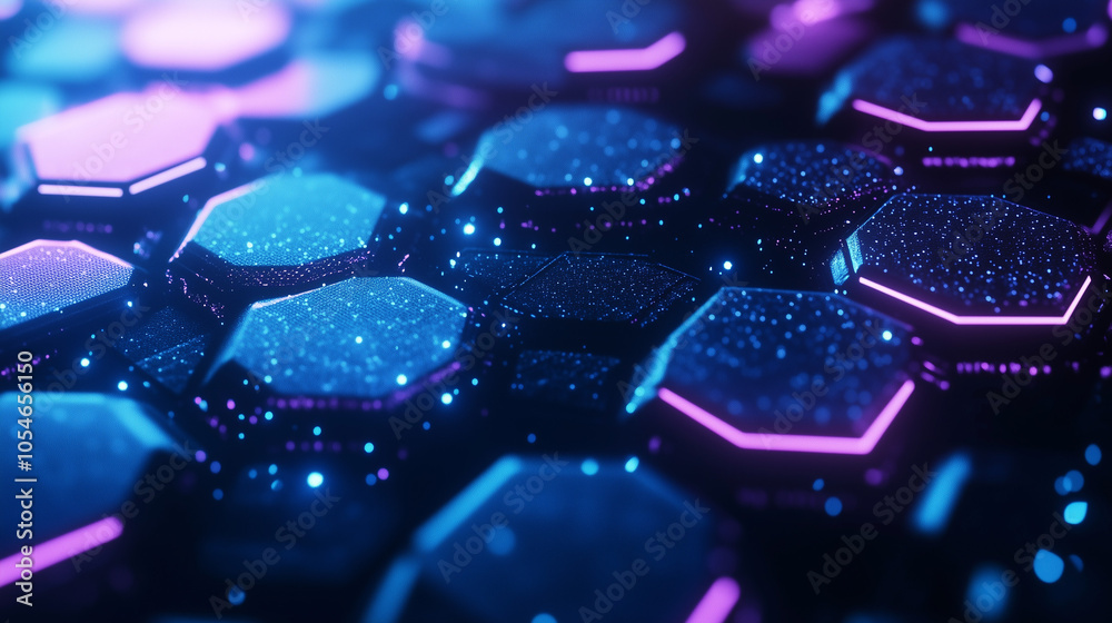Fototapeta premium astarte.ai: Futuristic Glowing Hexagon Grid Background