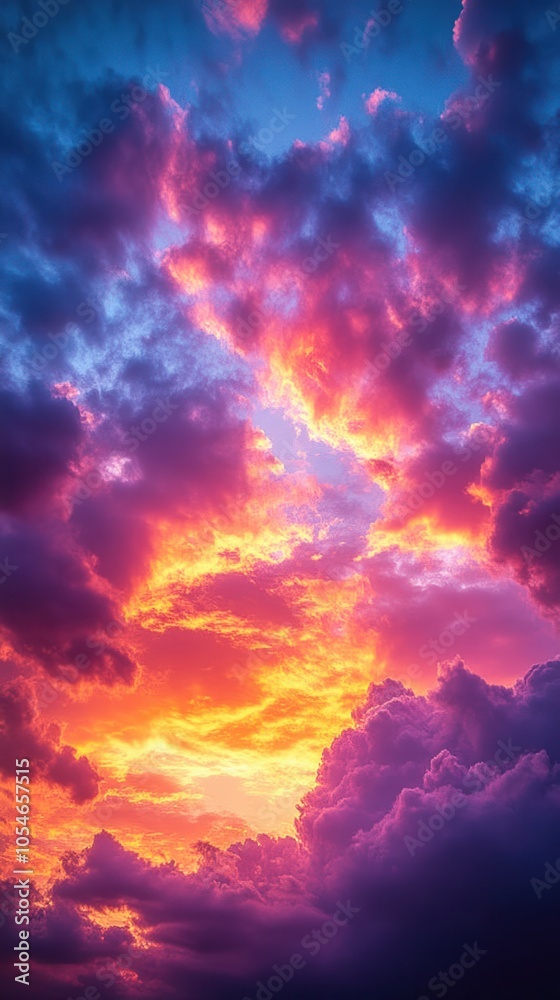 Vibrant Sunset Sky with Dramatic Clouds Vibrant Sunset Sky with Dramatic Clouds