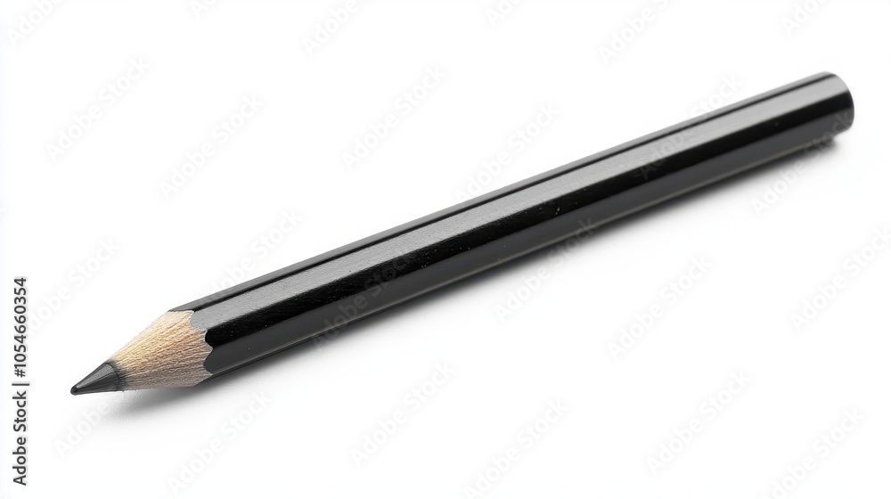 One pencil on a white background, slight shadow on one side, clean lines, sharp focus One pencil on a white background, slight shadow on one side, clean lines, sharp focus