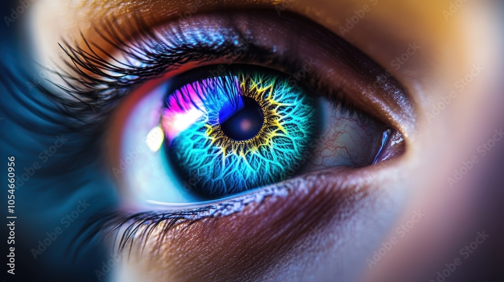 Close-Up of Eye with Rainbow Colors Close-Up of Eye with Rainbow Colors