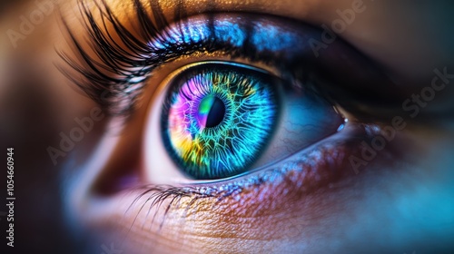 Close-Up of Eye with Rainbow Colors 