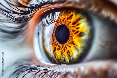 Close-Up of Eye with Vibrant Yellow Details 