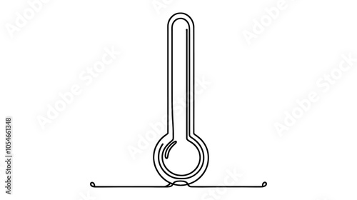 One continuous line illustration of a thermometer, isolated on white background.