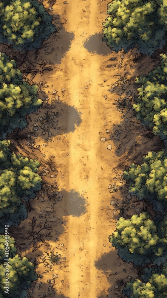 Aerial View of Dirt Road Through Forest Aerial View of Dirt Road Through Forest
