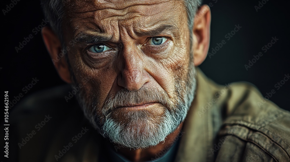 Portrait of Older Man with Intense Blue Eyes	