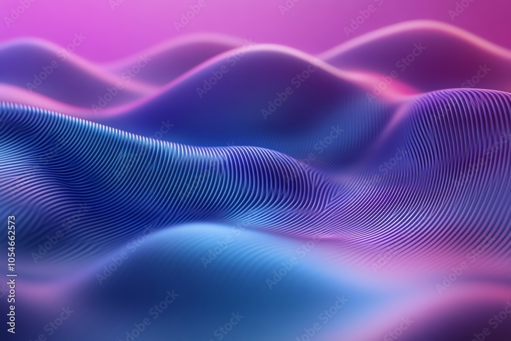 Abstract 3D rendering of a blue and pink wavy landscape. Abstract 3D rendering of a blue and pink wavy landscape.