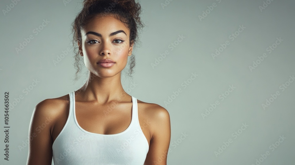 Beautiful woman in white T-shirt Female breast dark background Beautiful woman in white T-shirt Female breast dark background
