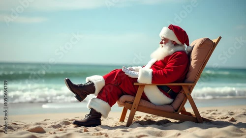 Santa Claus Relaxing on the Beach