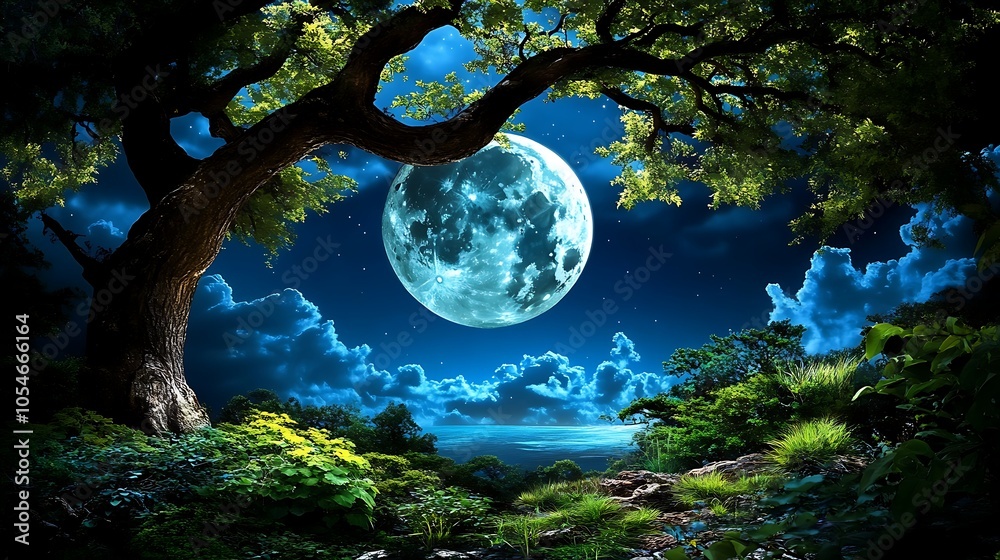 Moonlit nature scene Moonlit nature scene