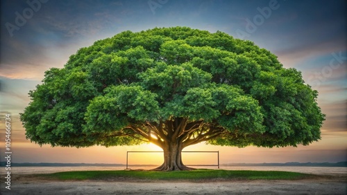 Sacred fig leaves square tree background shade lighting medium shot photo