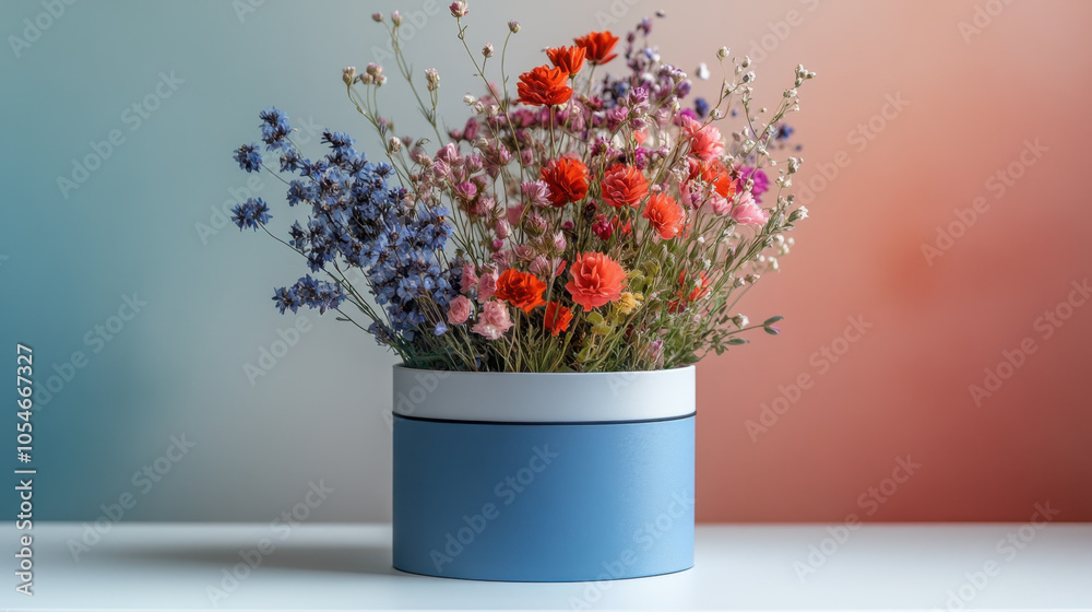 beautiful arrangement of colorful flowers in round box, showcasing vibrant hues and delicate petals, perfect for brightening any space beautiful arrangement of colorful flowers in round box, showcasing vibrant hues and delicate petals, perfect for brightening any space