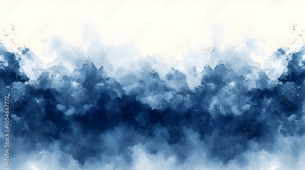 A serene abstract watercolor painting in shades of blue, creating a tranquil and calming atmosphere with soft, flowing textures and gentle gradients.