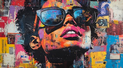 Obraz na płótnie Vibrant portrait of bold expression in urban artistry and culture w salonie