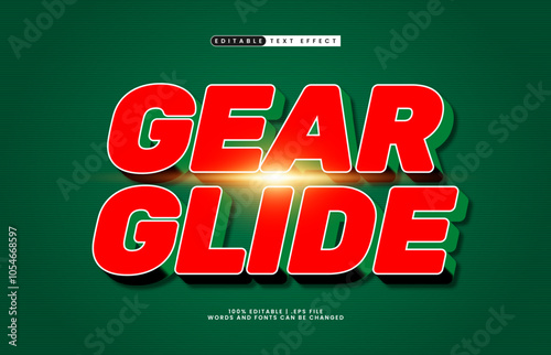 gear glide editable text effect with a race and game text style