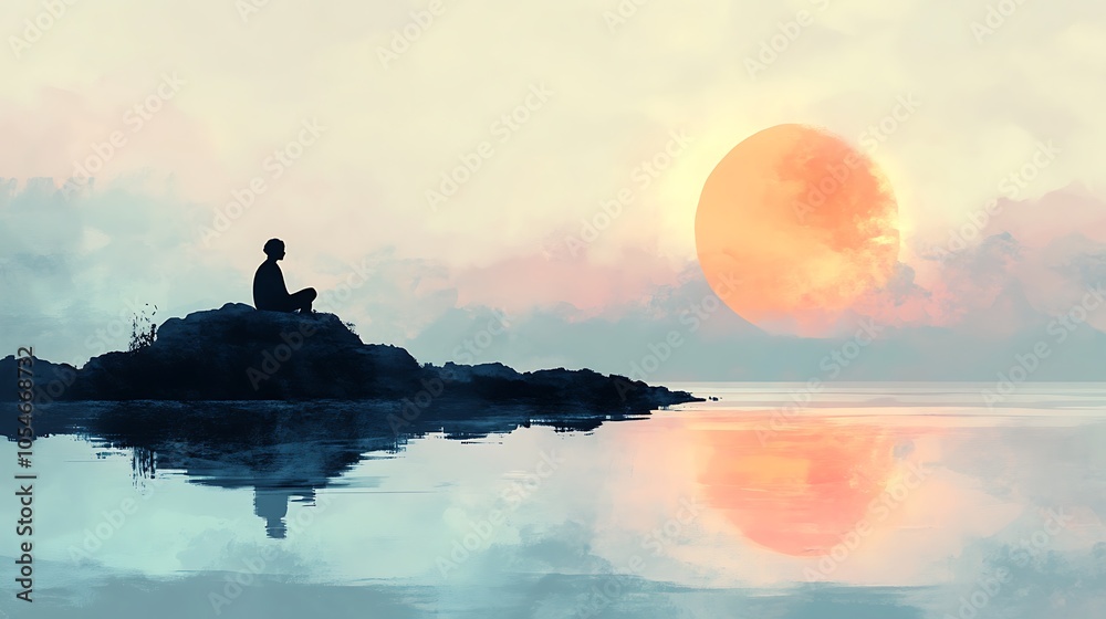 Serene meditation at sunset a reflection of inner peace and nature's beauty Serene meditation at sunset a reflection of inner peace and nature's beauty