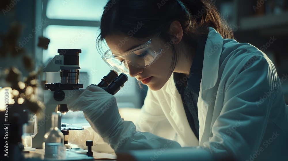 Young scientist working at the lab. Young female scientist doing some research. Young scientist working at the lab. Young female scientist doing some research.