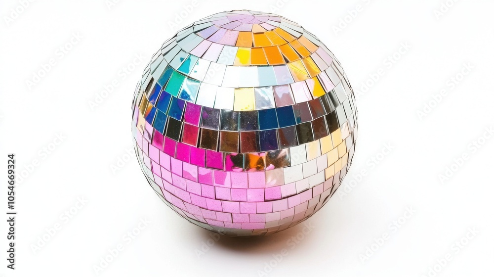 Obraz premium Glittering Disco Ball Isolated on White Background