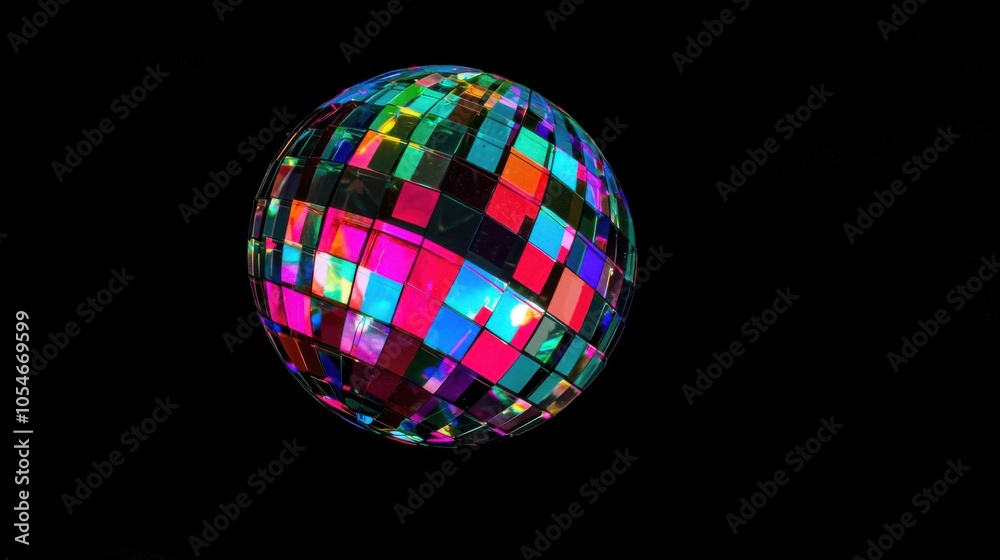 Glittering Disco Ball Isolated on White Background