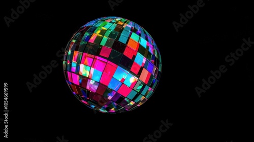 Glittering Disco Ball Isolated on White Background