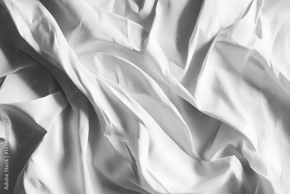 Obraz premium Wrinkled white paper with natural folds and creases, filling the frame for a minimal textured background