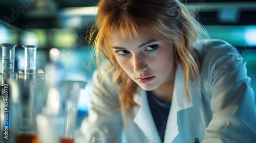 Young scientist working at the lab. Young female scientist doing some research.