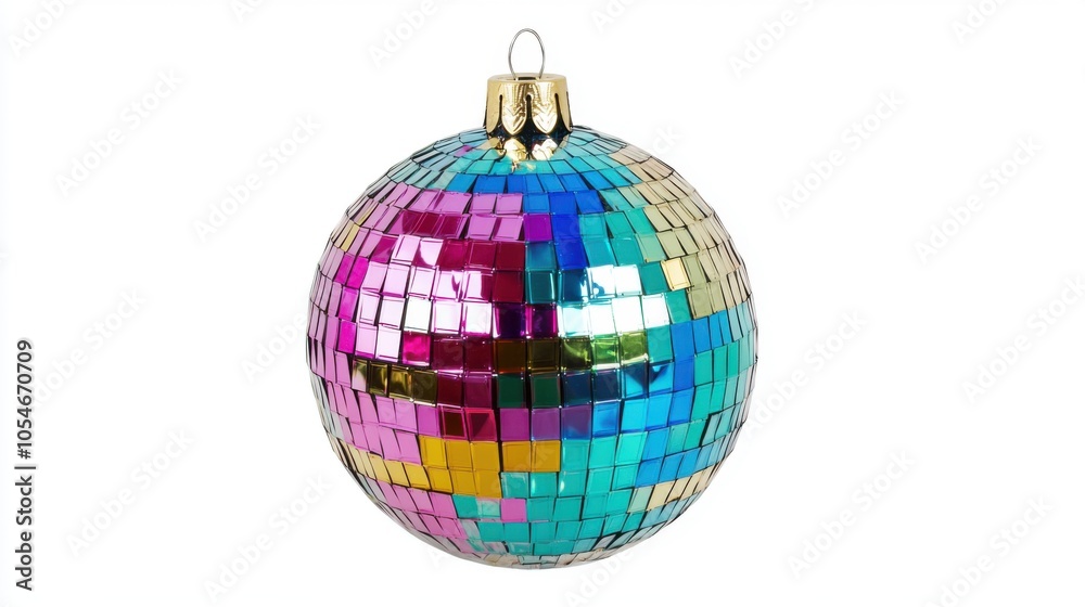 Fototapeta premium Glittering Disco Ball Isolated on White Background