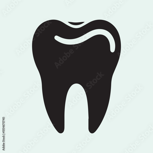 Tooth icon vector, Tooth logo vector, Tooth silhouette vector black and white