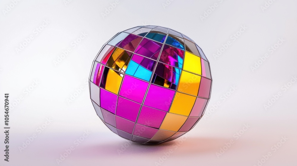 Glittering Disco Ball Isolated on White Background Glittering Disco Ball Isolated on White Background