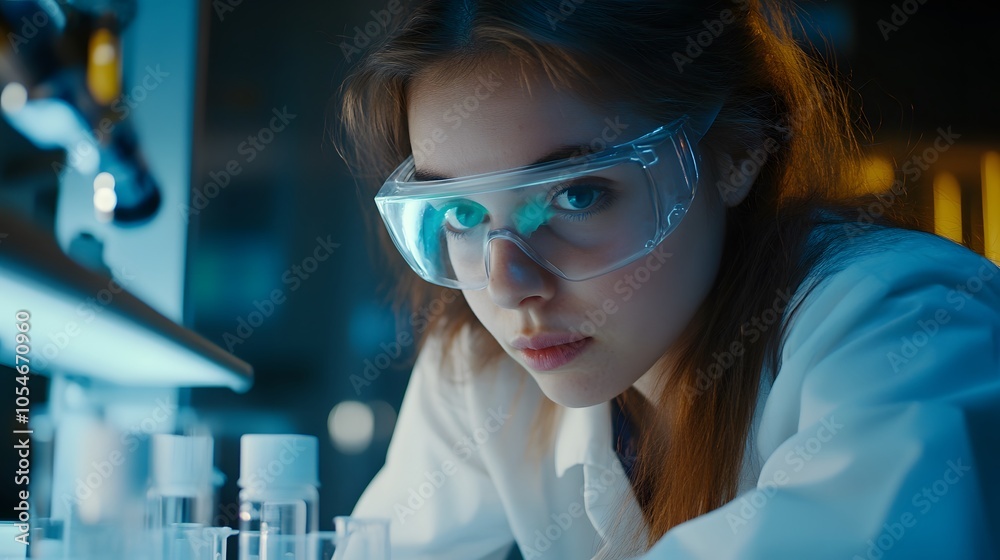Young scientist working at the lab. Young female scientist doing some research. Young scientist working at the lab. Young female scientist doing some research.