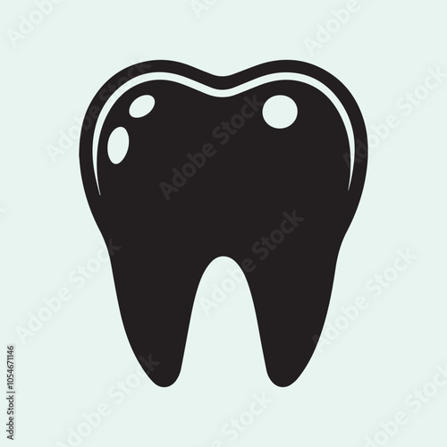 Tooth icon vector, Tooth logo vector, Tooth silhouette vector black and white