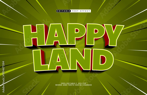 happy land editable text effect with a kids and game text style